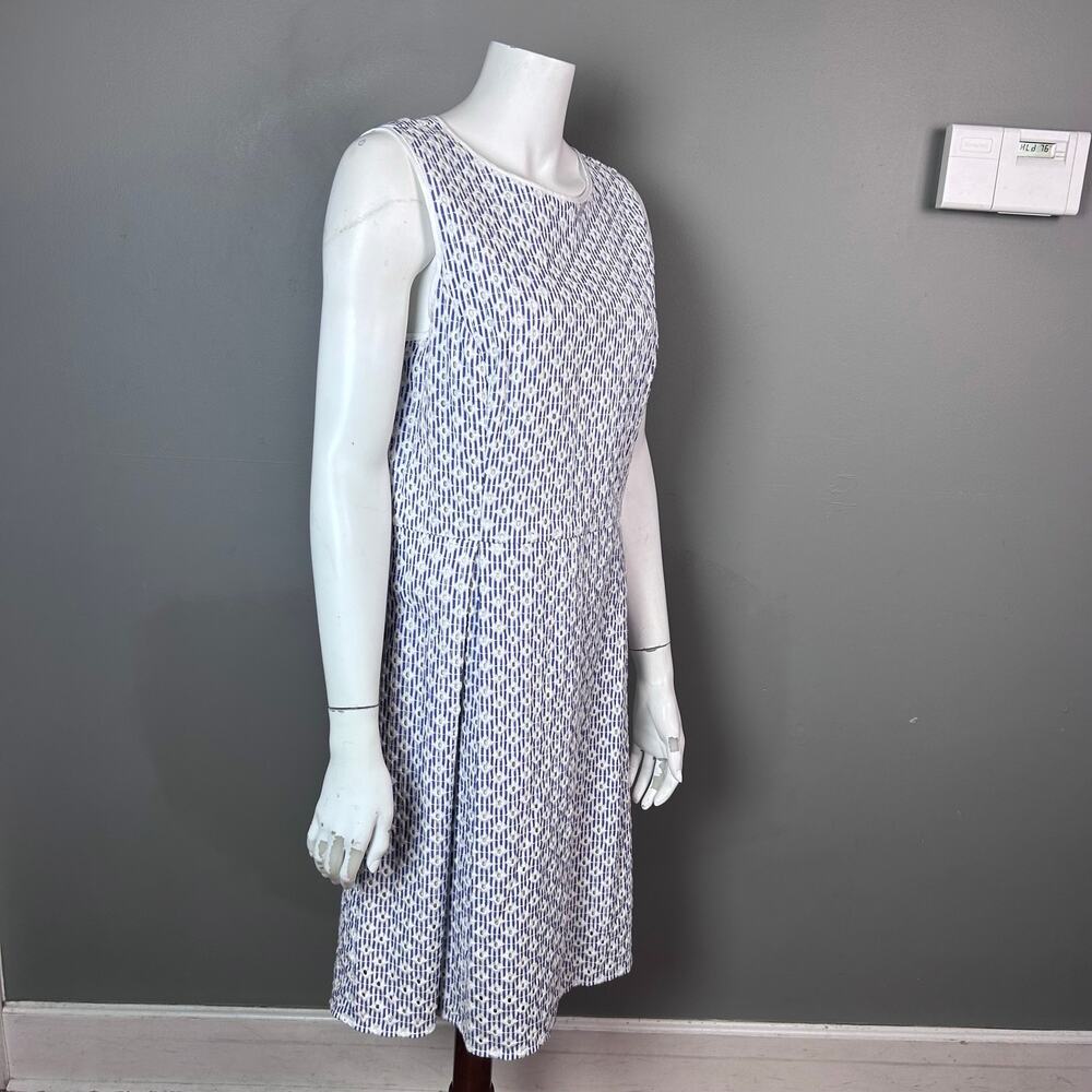 Brooks Brothers dress size 14 summer white blue eyelet preppy professional work - Picture 2 of 13